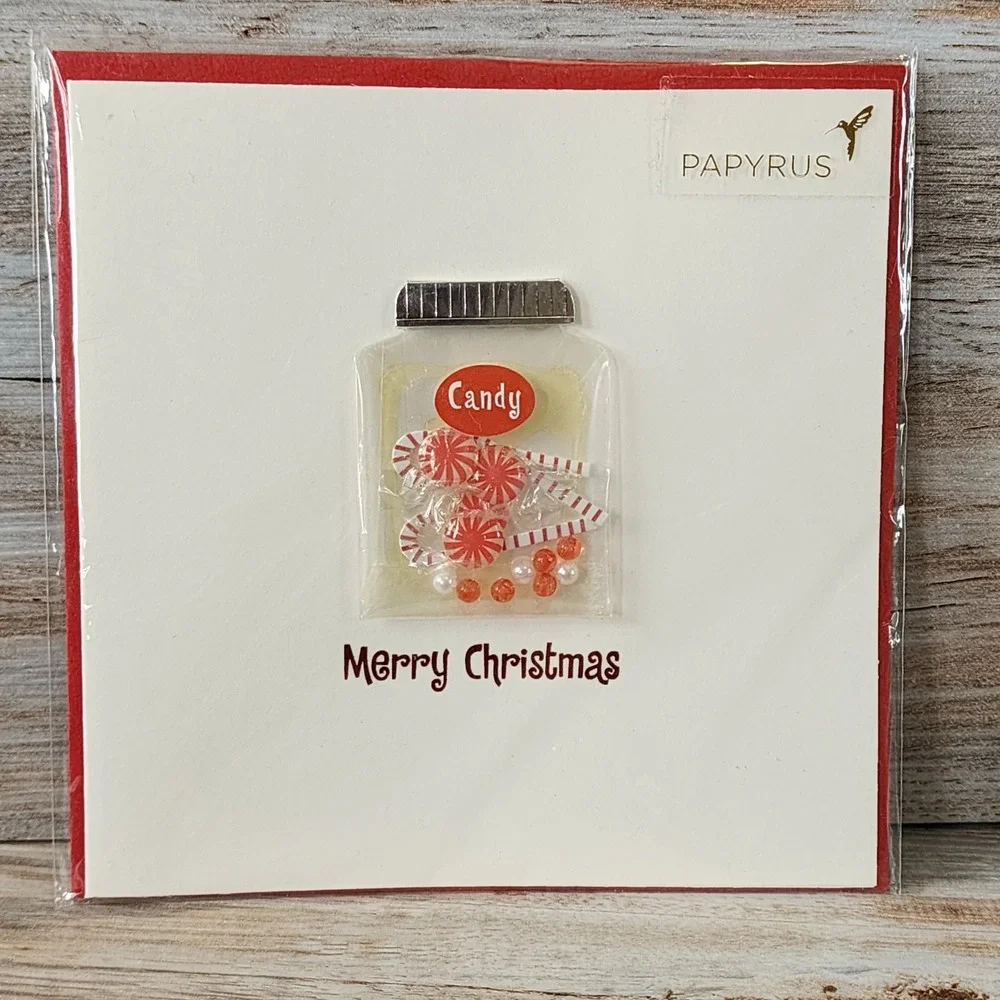 Papyrus Christmas Card 3D Candy Jar Peppermint Merry Christmas Holiday 07086610